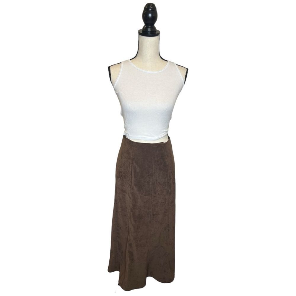 Cato Dark Brown Whimsygoth Faux Suede Maxi Skirt Size 12